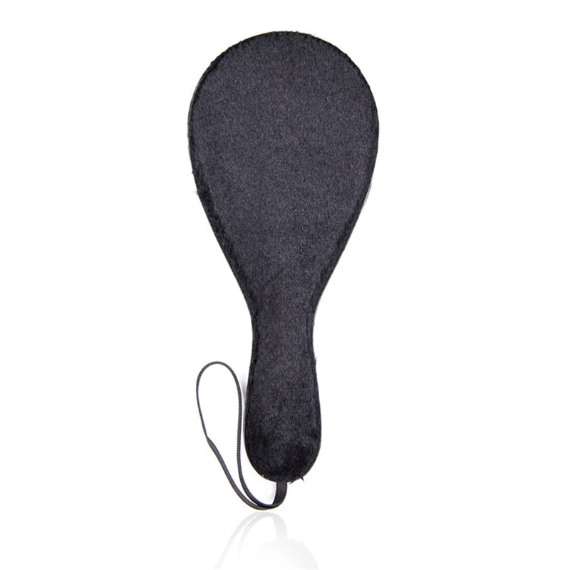 Palette en Cuir Noir et Peluche de 27cm de Large et 11.5cm de Large, Flogger, Fouet à Cheval