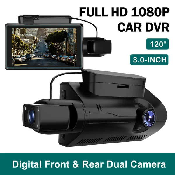 New Dual 1080P Lens Car DVR Dash Cam Video Recorder Front and Inside Camera Dash Cam Night Parking Monitoring Recorder