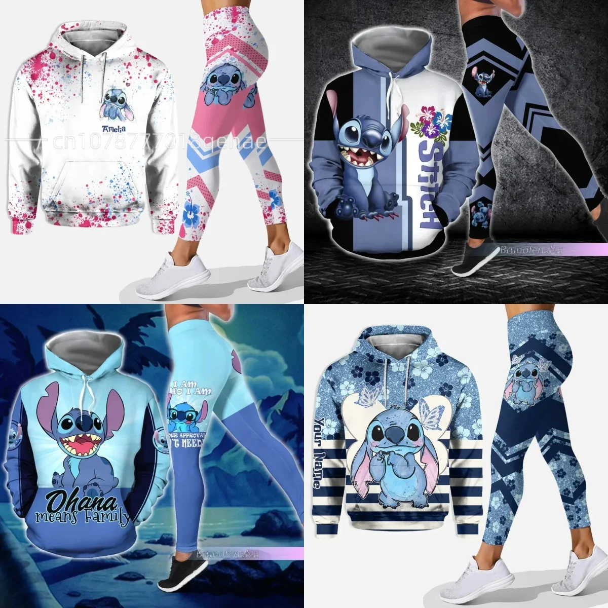 2024 3D New Women\'s Set Sports Hooded Yoga Pants Sports Disney Fashion Sportswear Essential Hooded sudadera moletons com capuz