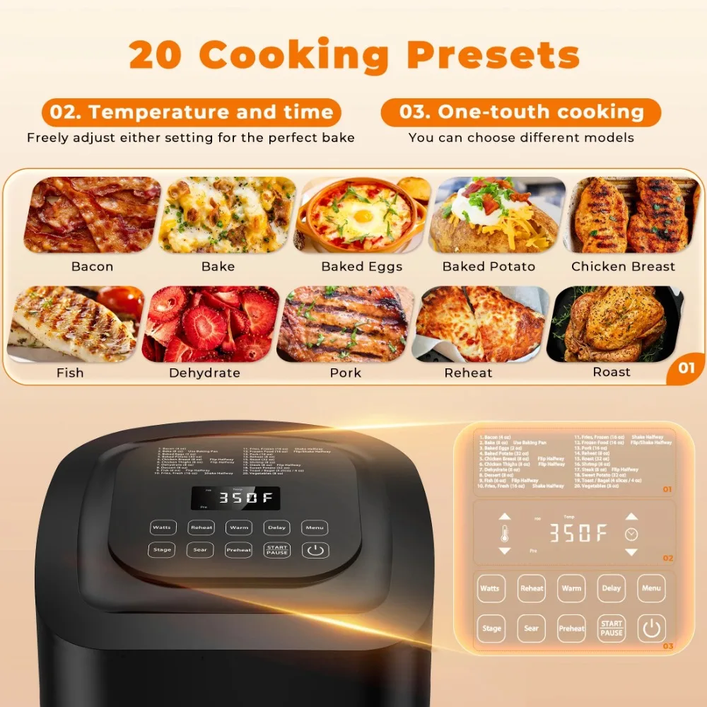 7.25 Quart Air Fryer Oven with One-Touch Controls & Advanced Technology Air Frier Cookers, Air Fryer, Bake, Press, Grill