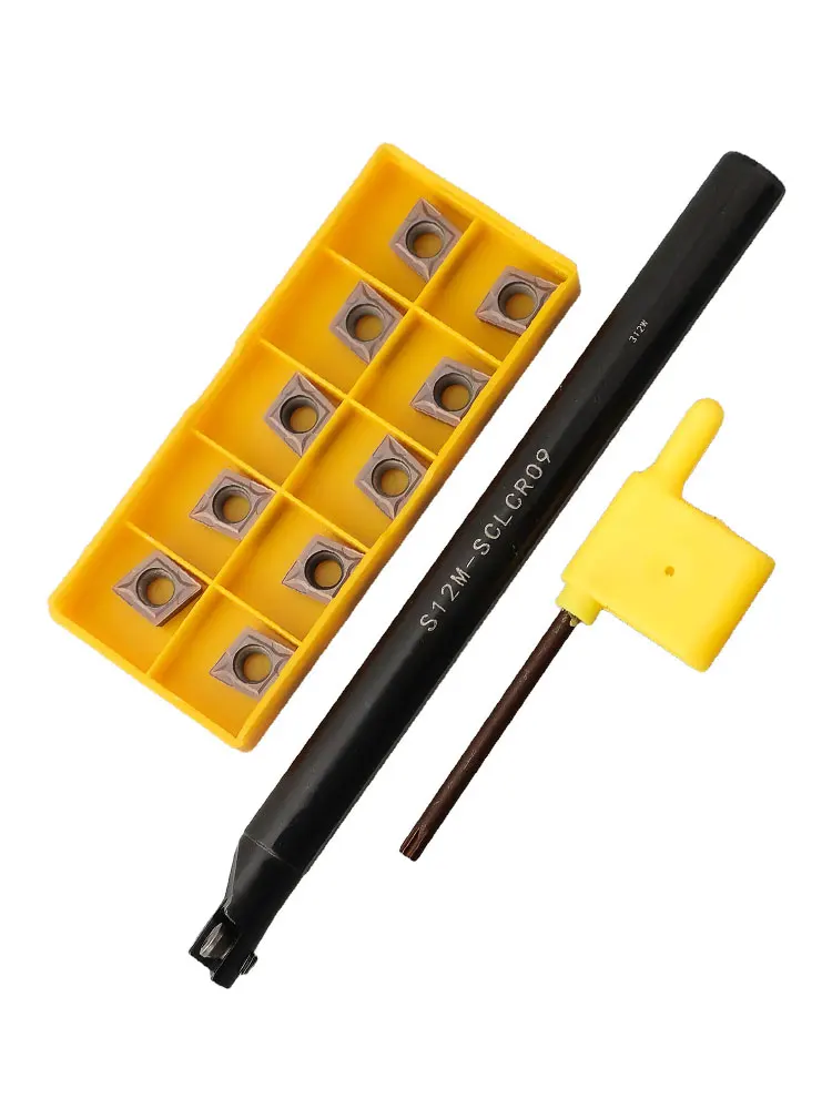 

S12M-SCLCR09 Держатель токарного инструмента с лезвием CCMT09T304 SCLCR Расточная оправка Индексируемая расточная оправка Токарный станок Твердый расточный станок с резьбой