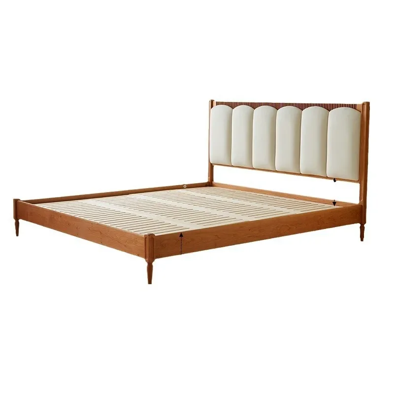 

Simple and retro, solid wood soft bag bed 1.5 meters 1.8 meters master bedroom double bed