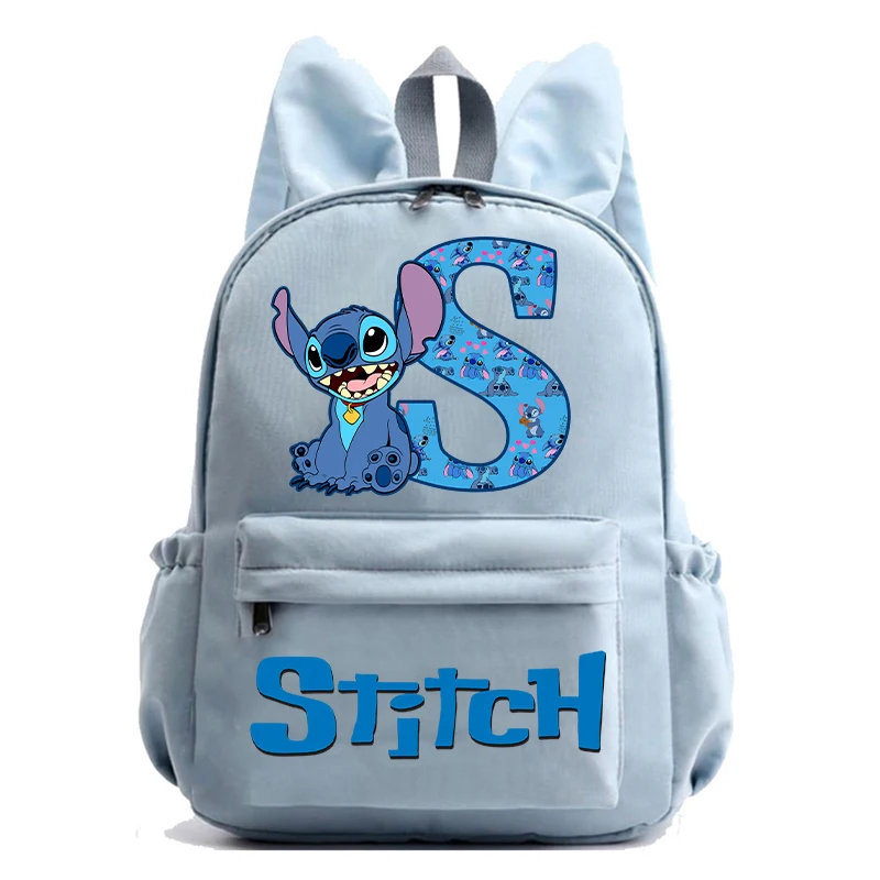 Mochila con estampado de letras de dibujos animados para niños, mochilas escolares de gran capacidad, regalos de cumpleaños, Stitch, Disney, nuevo