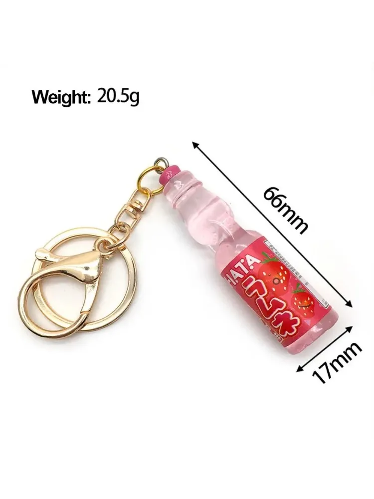 Mini Ramune Soda Marble Bobble Keychain Simulation Drink Dollhouse Bag Ornament Accessories