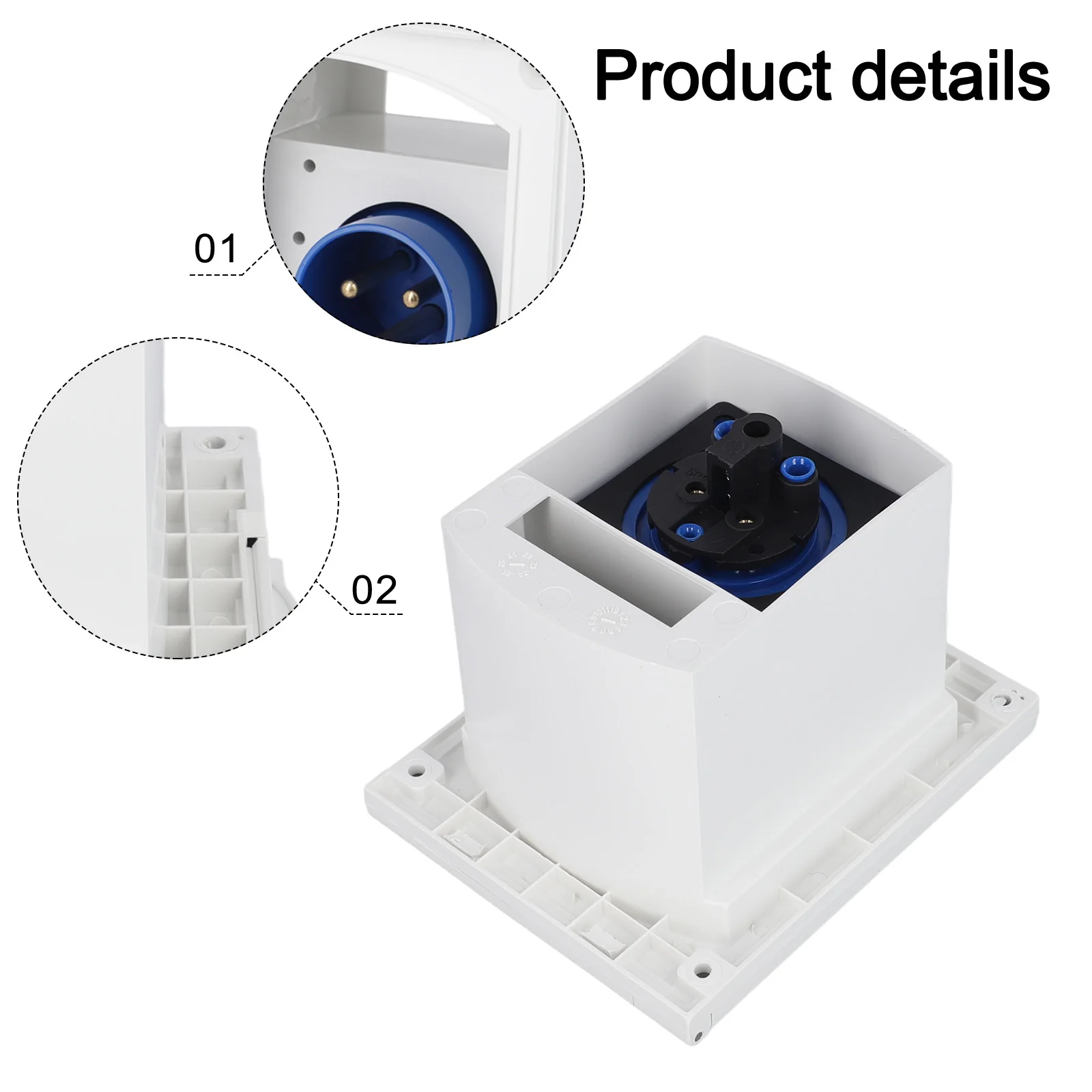 

Power Interface Charge Socket Black CEE-Einspeisestecker Caravan Camping Eckig Schwarz Einbaudose White Wohnmobil