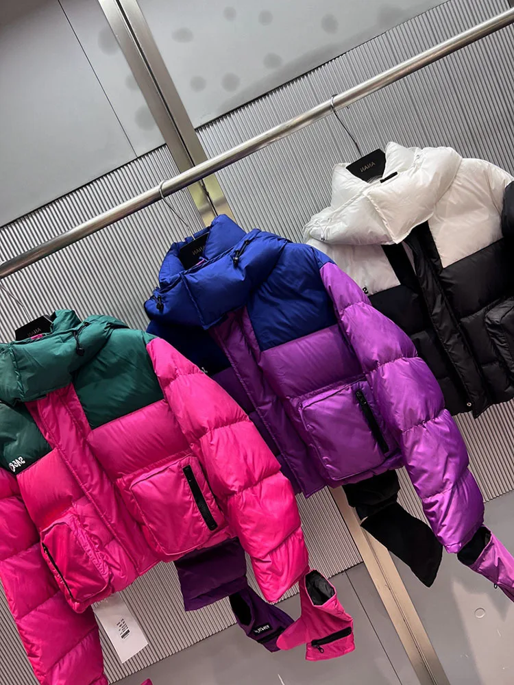 2023 New Women Winter White Duck Down Jacket Hooded Warm Coat Female Windproof Loose Puffer Clothes With Gloves Outwear