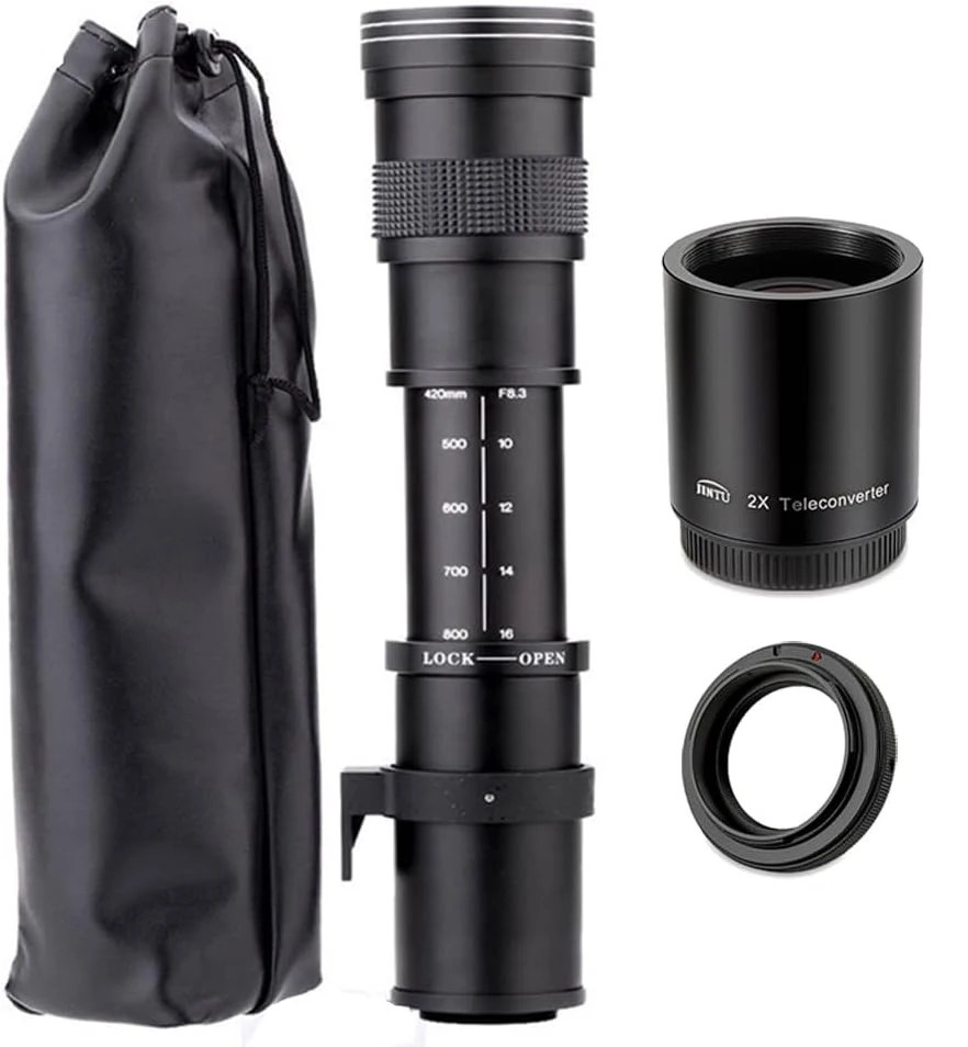 JINTU 420-1600 مللي متر f/8.3 عدسة تليفوتوغرافي يدوية فائقة لسوني A58 NEX-3NL A7 A7R A6000 A6500 HX300 RX100II HX50 كاميرا بدون مرآة