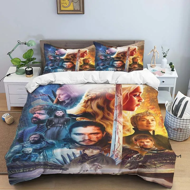 3D Retro Printing K-Game of Thrones Bedding Set Elegant Bedding Set Down Duvet Cover Bed Cover Luxurious Birthday Gift