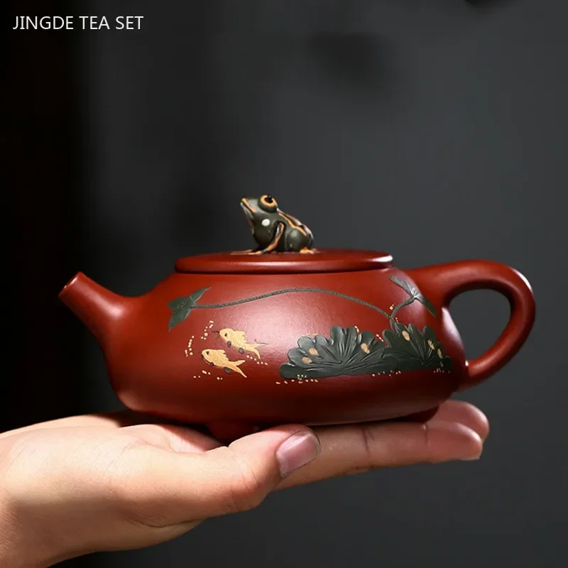 150ml Yixing Purple Clay Teapot Hand-carved Dahongpao Tea Infuser Chinese Tea Accessories Home Custom Beauty Filter Teaware
