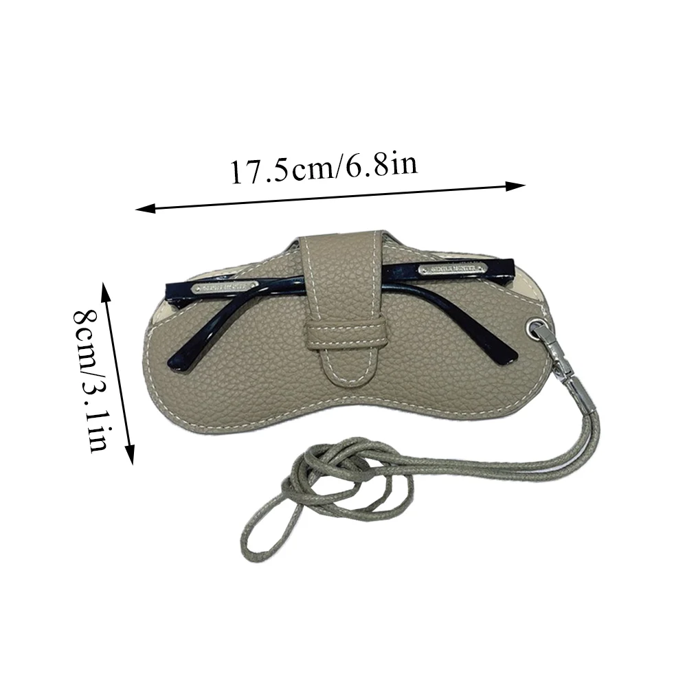 

Portable Sunglasses Box Women Retro PU Leather Glasses Case Eyewear Pouch Bags Glasses Storage Pendant with Wristband Neck Strap