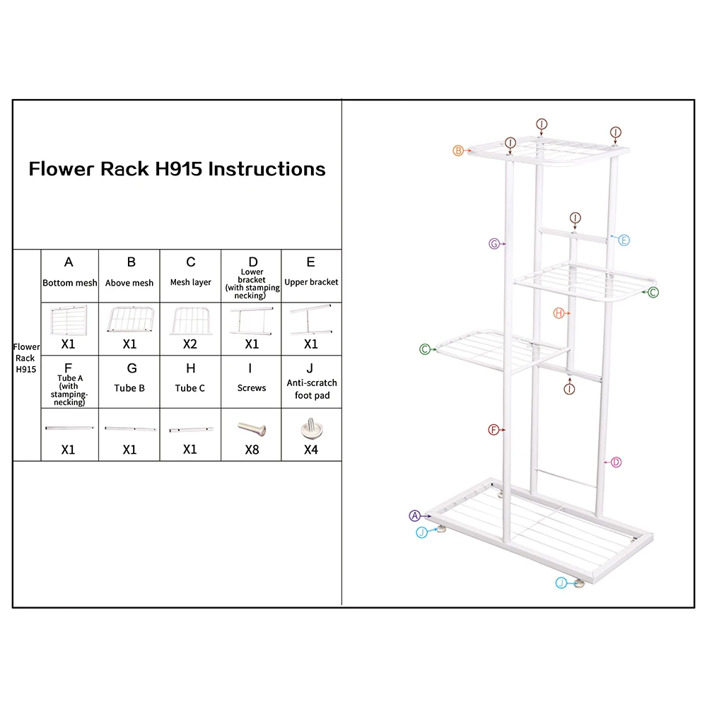 4-Tier Display Shelf Flower Pots Rack Plant Stand Potting Ladder Planter Stand Heavy Duty Storage Shelving Rack for Potted Plant