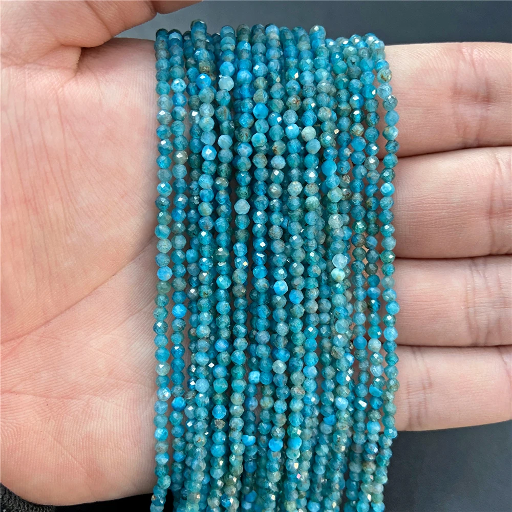 Wholesale 2/3/4mm Faceted Stone Bead Natural Apatite Labradorite Agat Mini Loose Spacer Beads For Jewelry Making Necklace DIY