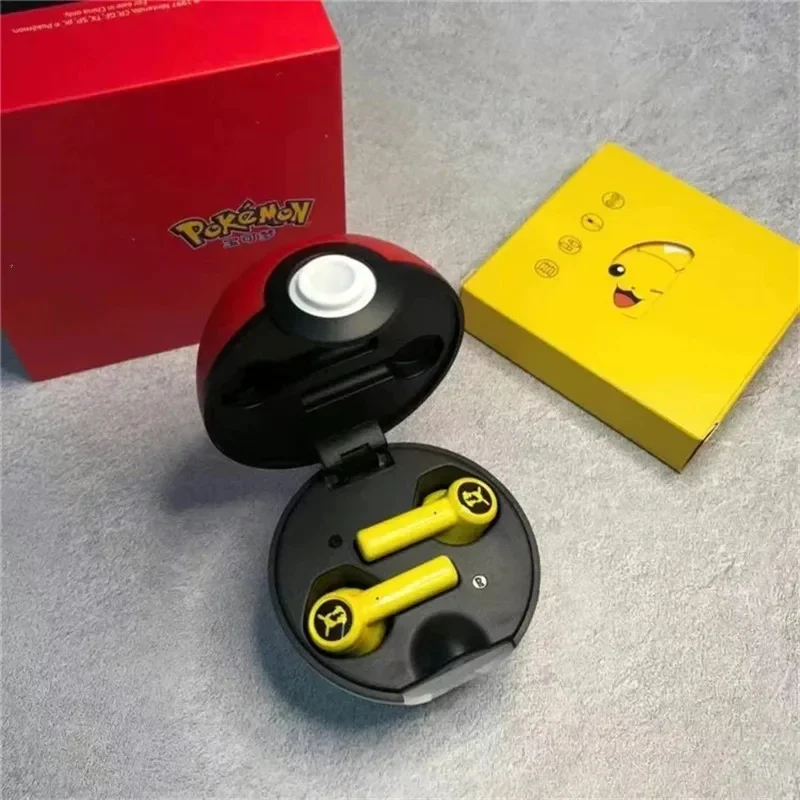 Pokemon Pikachu Earphones 5.0 Wireless Bluetooth Sport Noise Reduction Headphones Touch Control Microphone Universal Gift