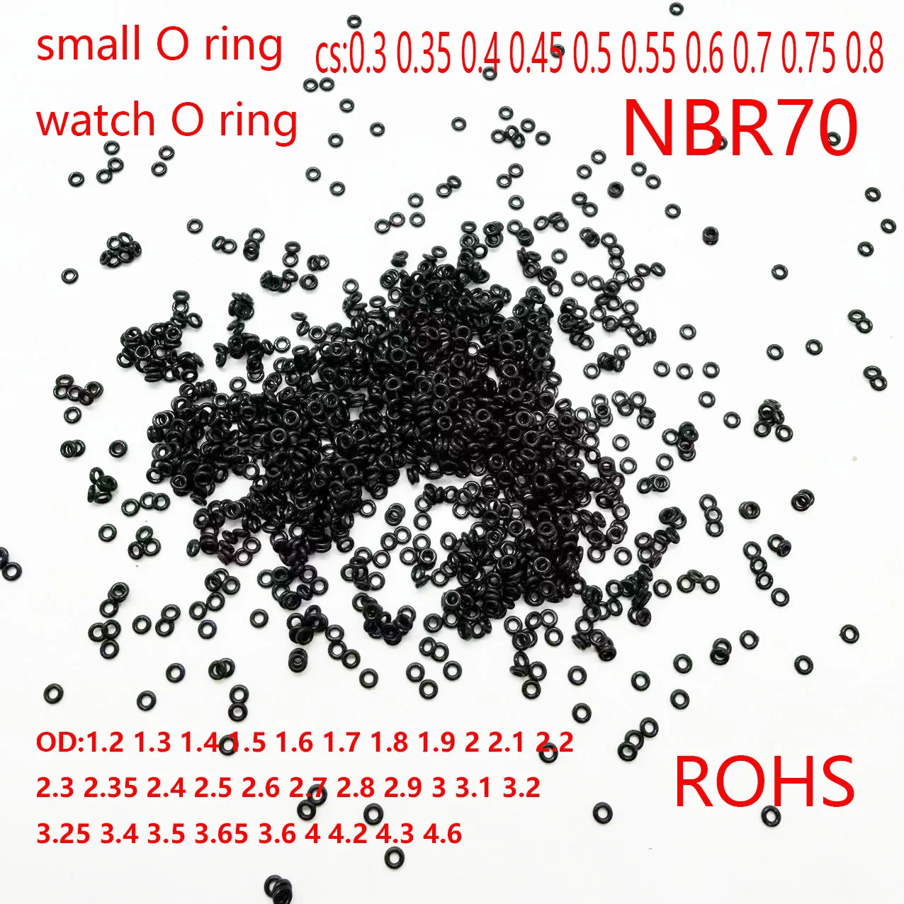 

NBR70 Rohs sealing O-ring, watch waterproof, rubber ring cs0.3 0.35 0.4 0.45,0.5 OD1.2 1.3 1.4 1.5 1.6 1.7 1.8 1.9 2 2.1 2.2 1.7