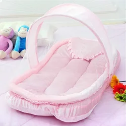 Simple Solid Color Newborn Mosquito Net Summer Breathable Foldable Baby Mosquito Net Travel Portable Baby Anti-mosquito Tent