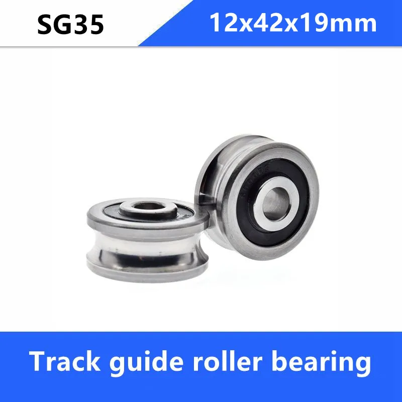 

10pcs SG35 U Groove pulley ball bearings SG12RS 12*42*19 mm Track guide roller bearing ( double row balls)