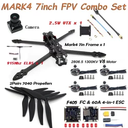 MARK4 7inch Carbon Fiber Frame Kit 2807 Brushless Motor F405 FC 60A ESC 7040 Propeller 2.5W VTX Camera for 7