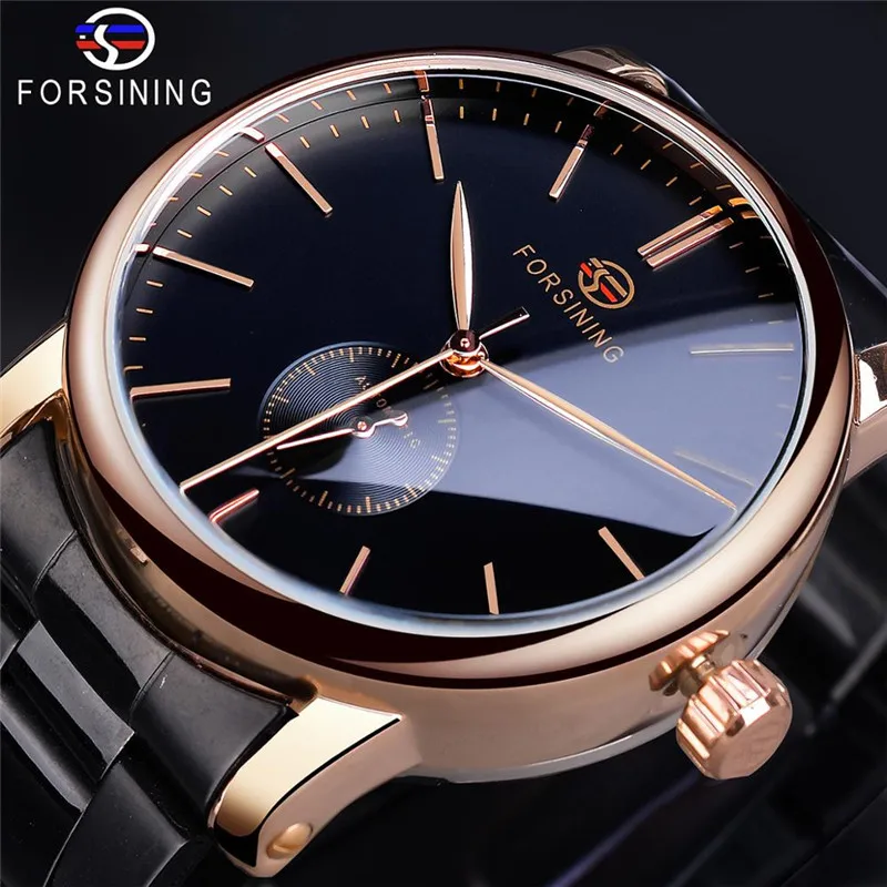 Fashion Forsining Luxury Brand Minimalist Mechanical Small Dials Automatic For Men Full Stainless Steel Business Wrist Watches