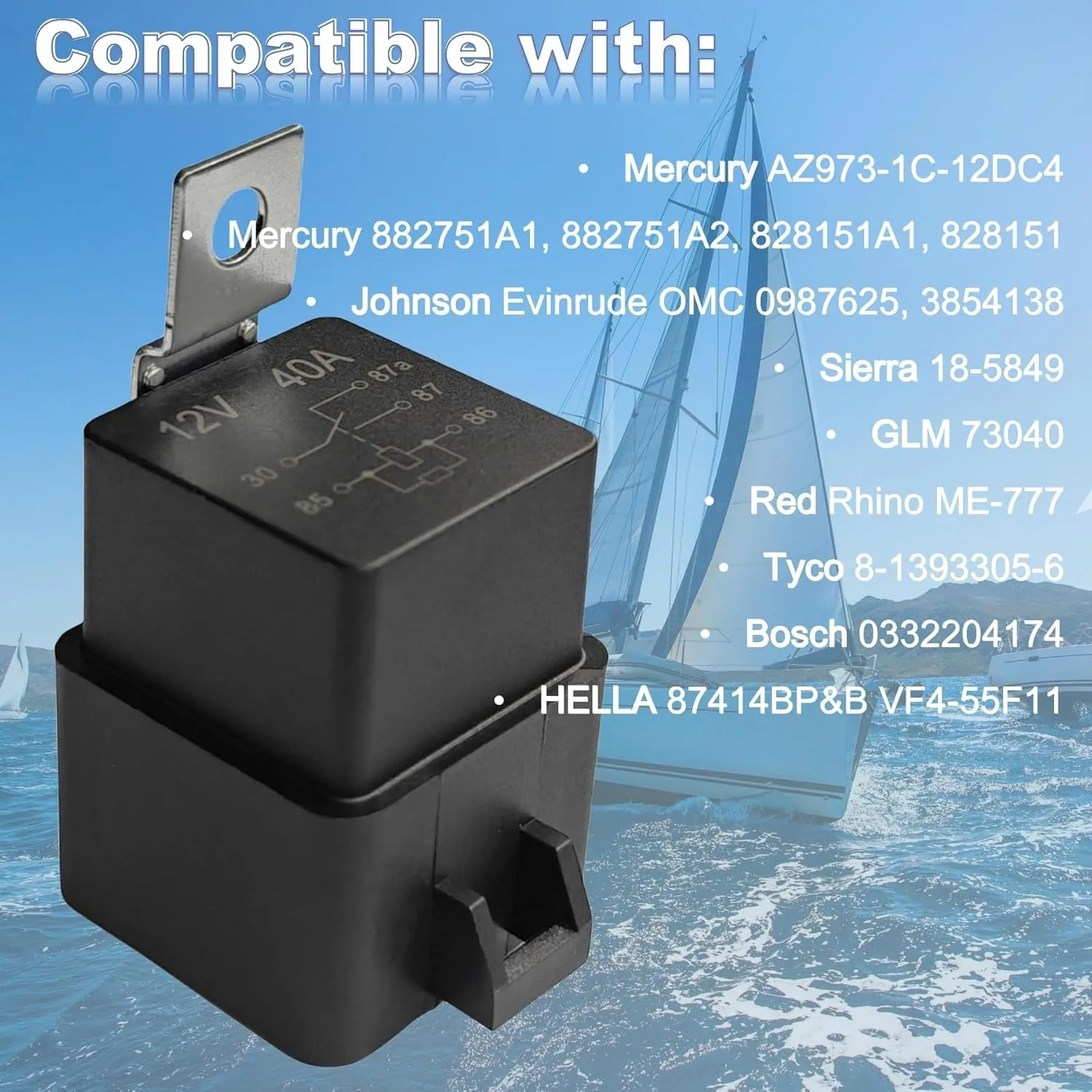882751A2 Power Trim Relay for Mercury Outboard and Johnson Evinrude 20 to 300 HP Engines AZ973-1C-12DC4 882751A1 0987625 3854138 - view 3