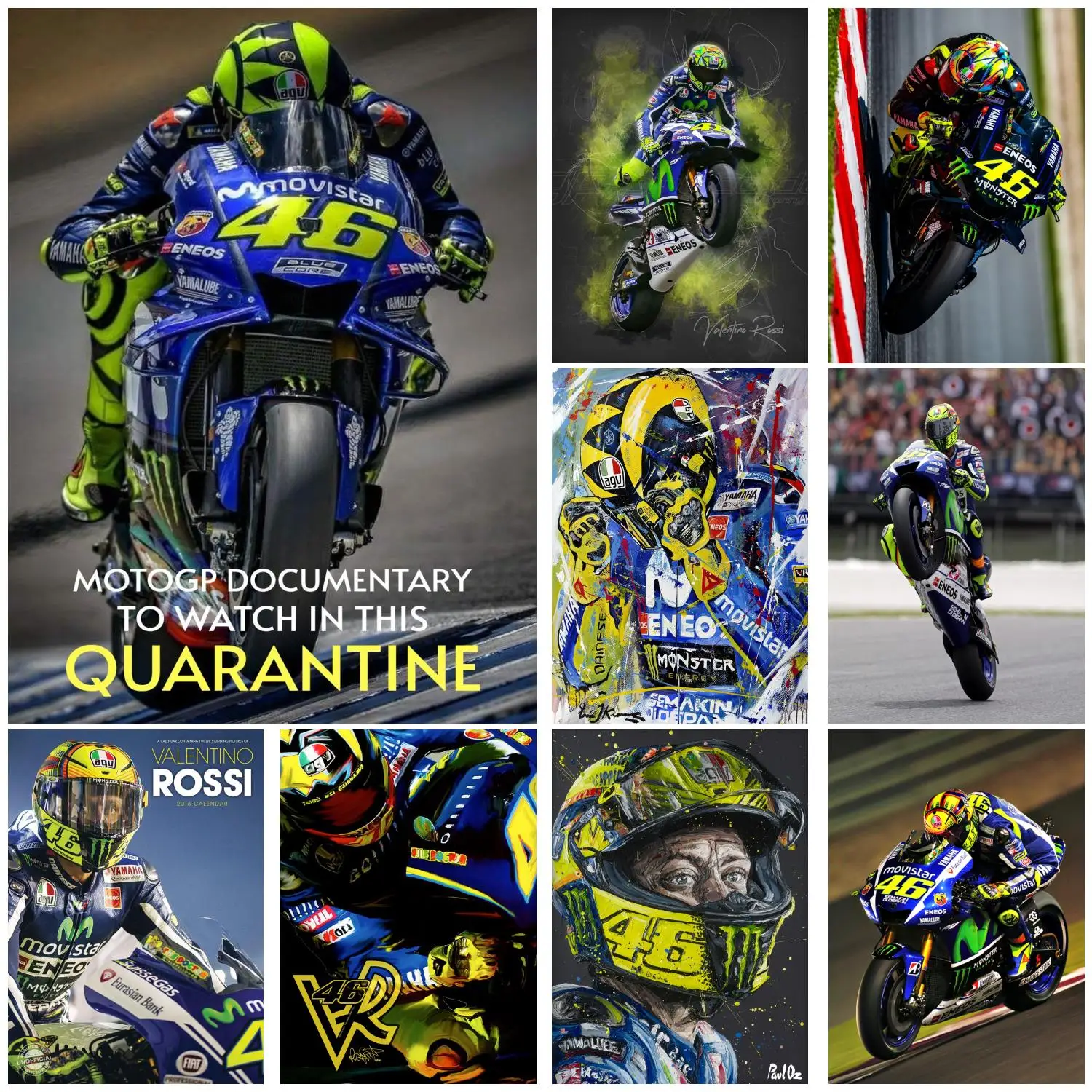 Valentino­Rossi Moto Gp Poster Canvas Decorative Art and Wall Art Picture Print Modern Family bedroom Decor Posters