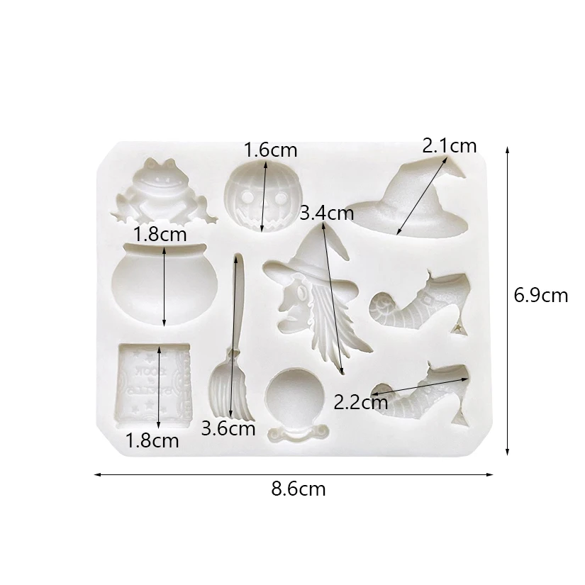 Kapelusz wiedźmy miotła typu Jack-o'-lantern na Halloween silikonowa foremka do cukierków forma do pieczenia narzędzia do dekorowania ciast masą cukrową