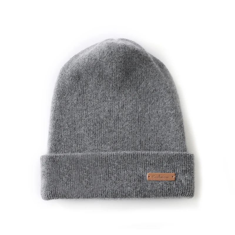 

Quality Seamless 100%Cashmere Women's Winter Hat - Double sided Knitted Urine Hat Fashion Solid Color Warm Hat One line Cold Hat