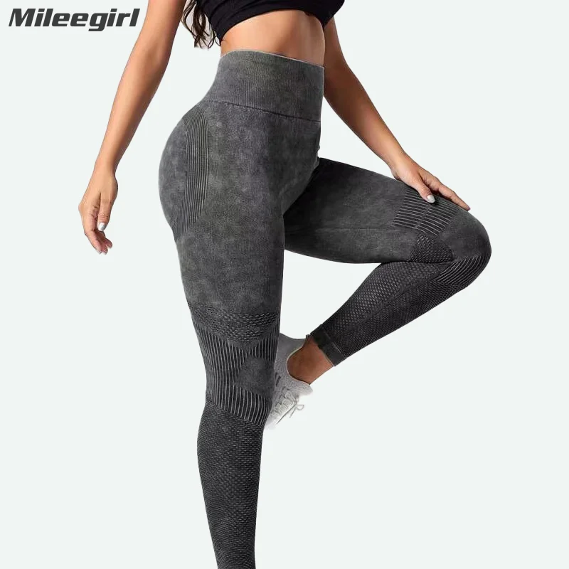 Mileegirl High Waist Yoga Pants for Wommen,Hip Lifting Sports Leggings Seamless Gym Fitness Tights Hollow Workout Running Pants