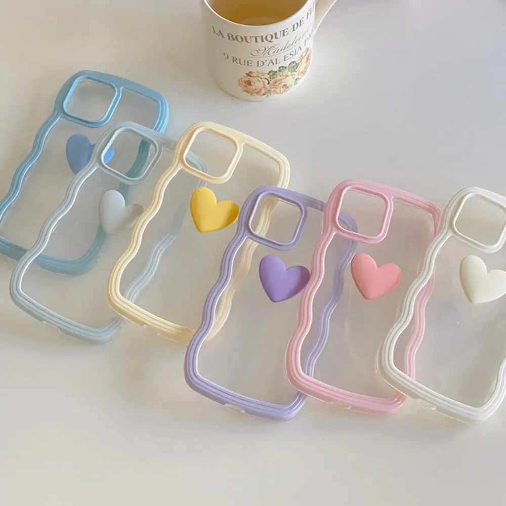 3D Love Heart Wavy Lines Phone Case For iPhone 13 Case iPhone 11 12 14 15 Pro Max 15 Plus XR X XS Max 7 8 SE2022 2020 Soft Cover