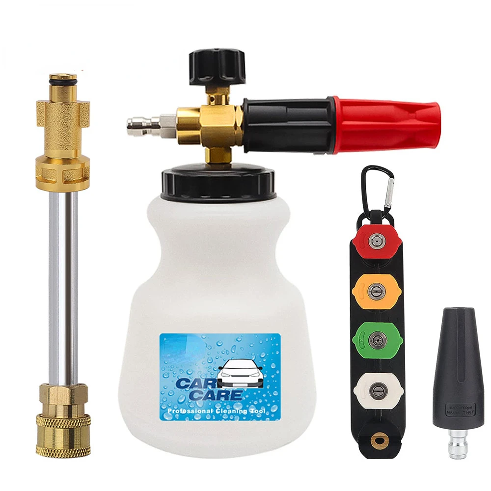 

Pressure Washer Foam Cannon Snow Foam Lance & Extension Wand with 1/4” Quick Connector & 5 Spray Tips; Pressure Washer