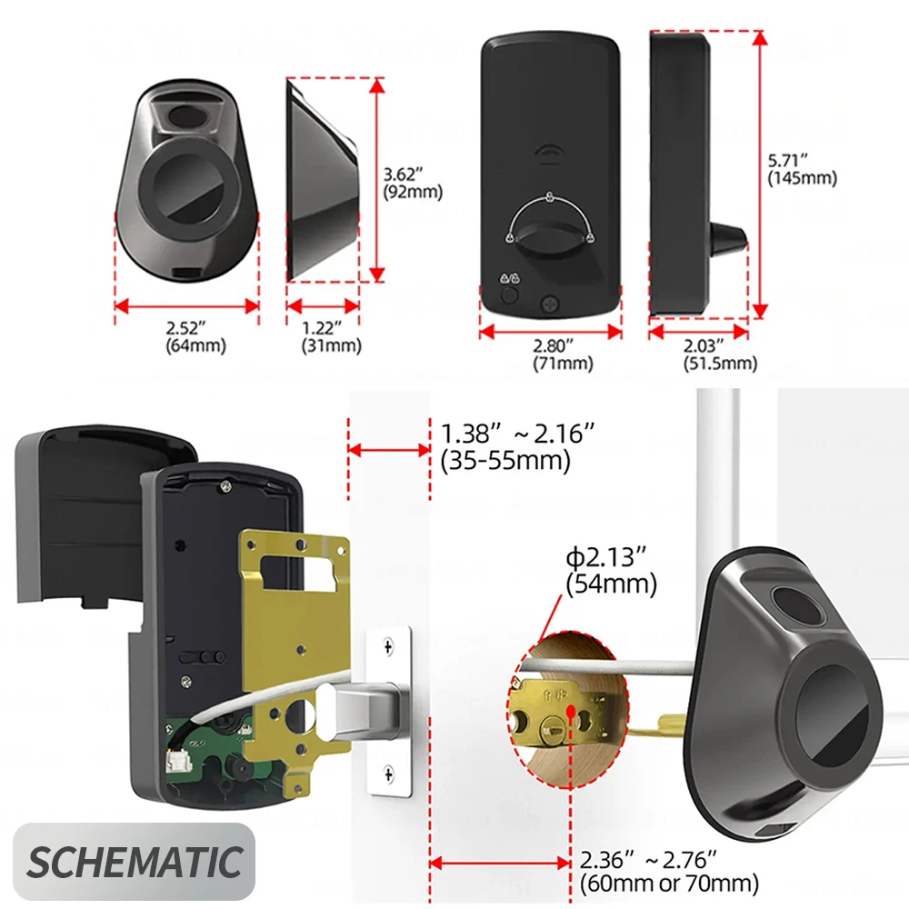 Imagem -02 - Tuya App-smart Electronic Door Lock Impressão Digital Desbloqueio Remoto Keyless Senha de Bloqueio Novo