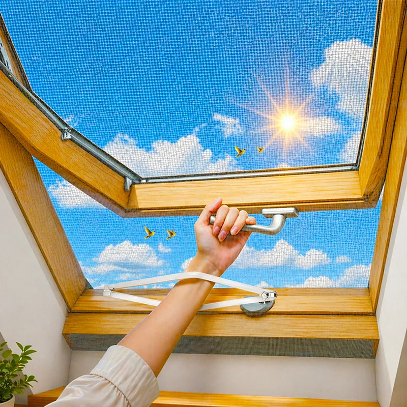 Window Screen Mosquito Net for Attic Skylight Window Mosquito Mesh With Zipper Curtain Mesh Invisible Fiberglass Net Custom Size