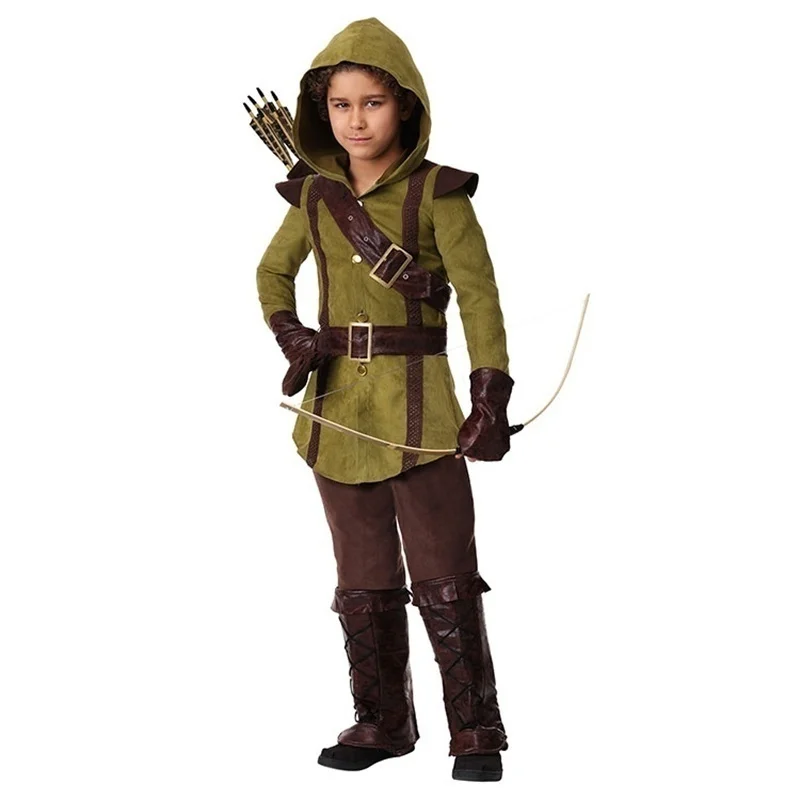 

Robin Hood Child Costume Boys Prince of Thieves Archer Costume Green Fancy Dress Halloween Costume Outfit