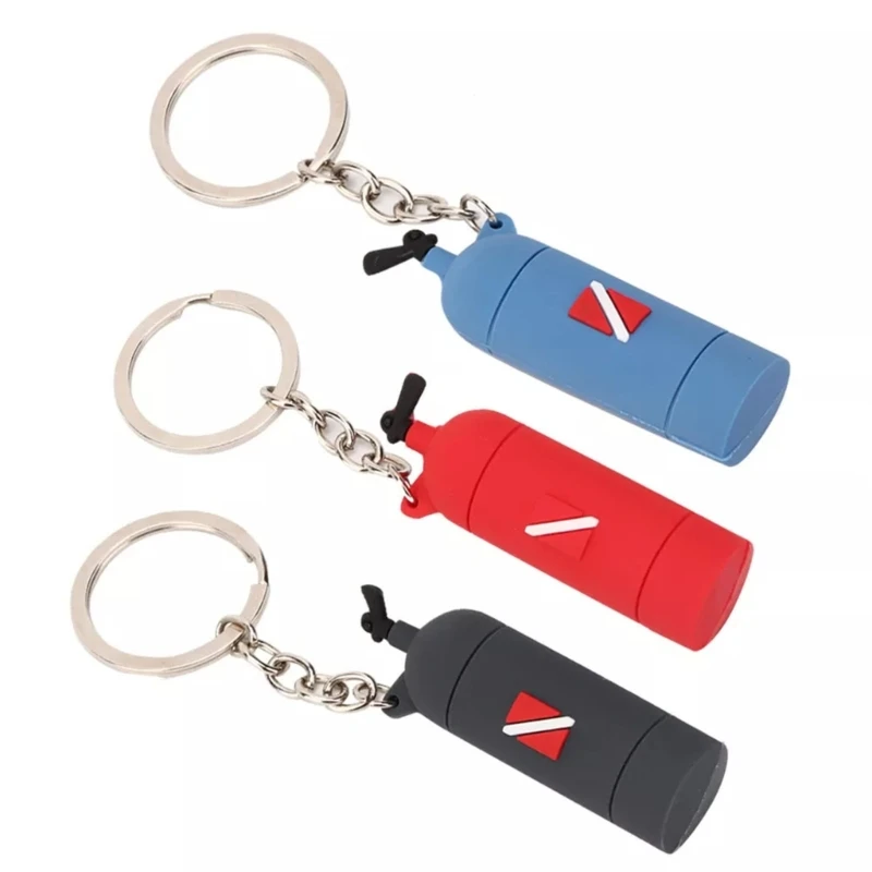 Small Diving Air Cylinder Key Chain PVC Keyring Diver Keyring Underwater Theme Key Adornment for Snorkel Enthusiasts DropShip