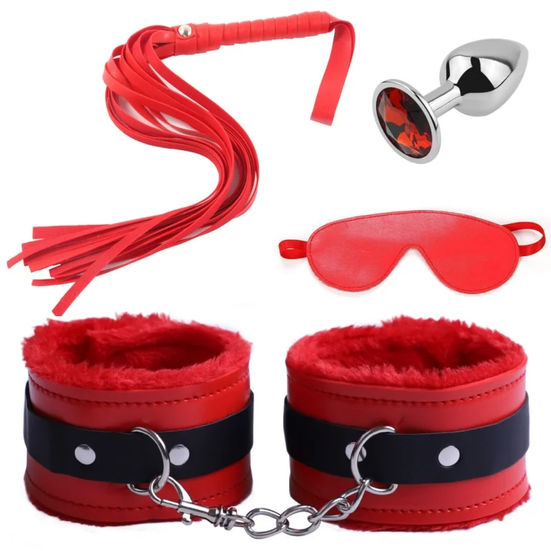 45cm PU Leather Whip Flogger Plush Sex Handcuffs Bondage Bdsm Slave Gag Anal Plug Exotic Accessories Toy For Couples Adult Games