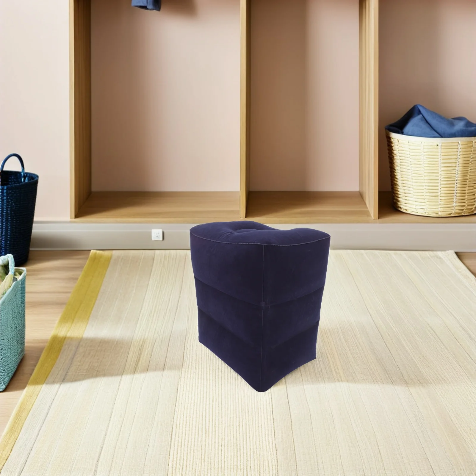 Bantal Kaki Tiup untuk Perjalanan Pesawat, Bantal Kaki yang Dapat Disesuaikan dan Nyaman untuk Pesawat, Kantor, Mobil, Bantal Kaki Portabel untuk Perjalanan