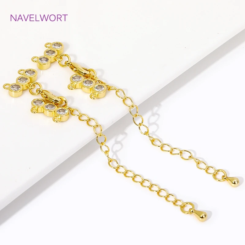 18K Gold Plated 2 Row Clasps Extension Chain With Lobster Clasps Connector For Bracelet Necklace Making DIY Jewelry Accessories