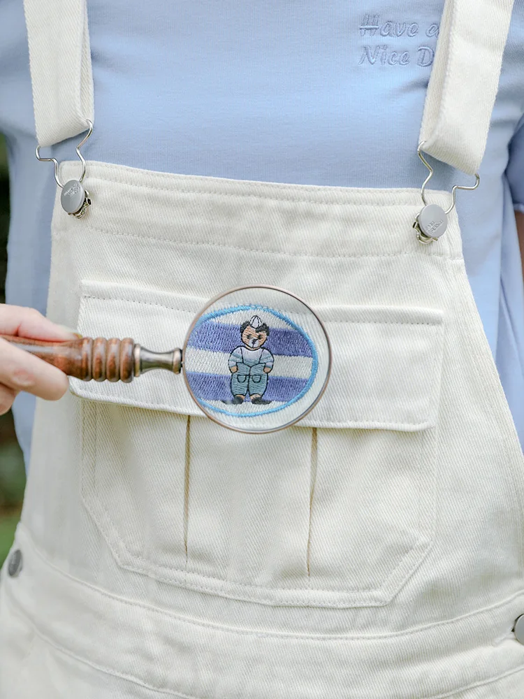 Overalls Jeans Denim Pants Japanese Casual Sling Shorts Jumpsuit Cartoon Embroidery Trousers Strap Suspenders For Women