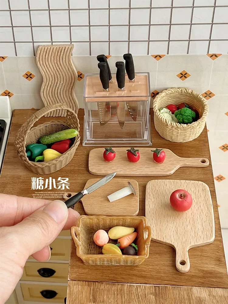 Dollhouse Miniature Roast Duck Roast Chicken Mini Cutting Board Mini Wood Tray Mini Baking Tray Dollhouse Kitchen Accessories