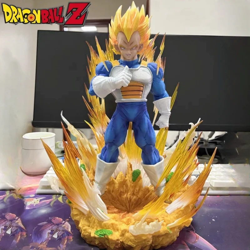 

37cm Dragon Ball Cs Vegeta Anime Figures Gk Goku Demonize Super Saiyan Statues Around Anime Scenes Pvc Model Ornament Gifts Toys