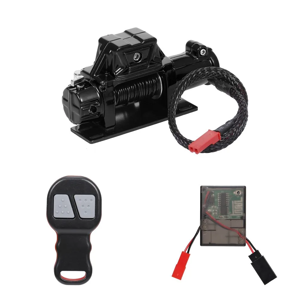 Metalowa wciągarka do samochodów RC, model symulacyjny systemu zdalnego sterowania wciągarką do samochodów RC typu crawler 1/10 Axial SCX10 90046 TRX4 TRX6 Gen8 Redcat