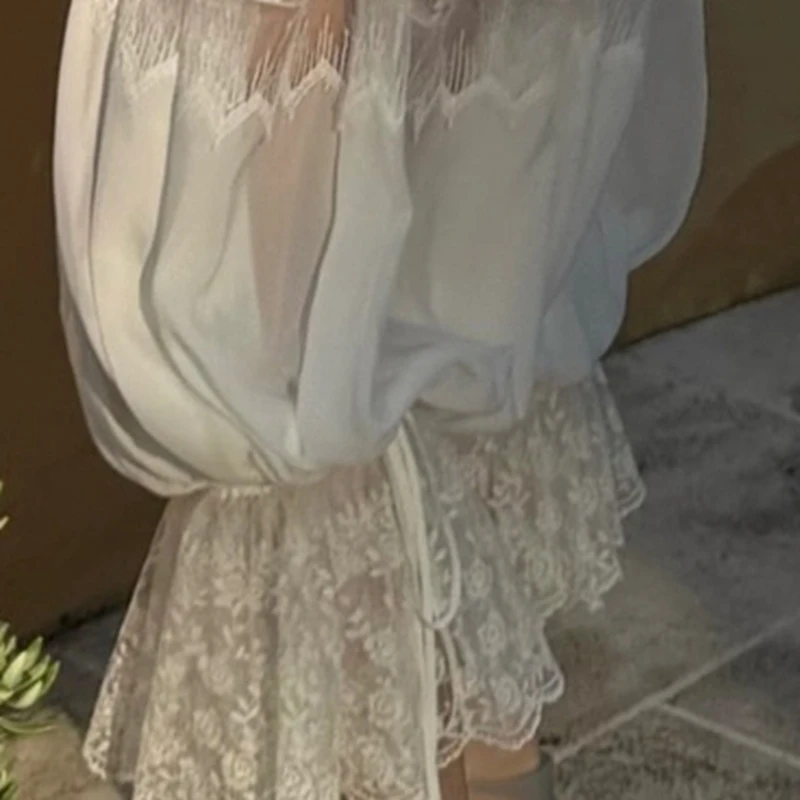 Vintage Women's Long Lace Bloomers Casual Loose Fit Stylish Solid Lace Floral Drawstring Mid Rise Crop Pants