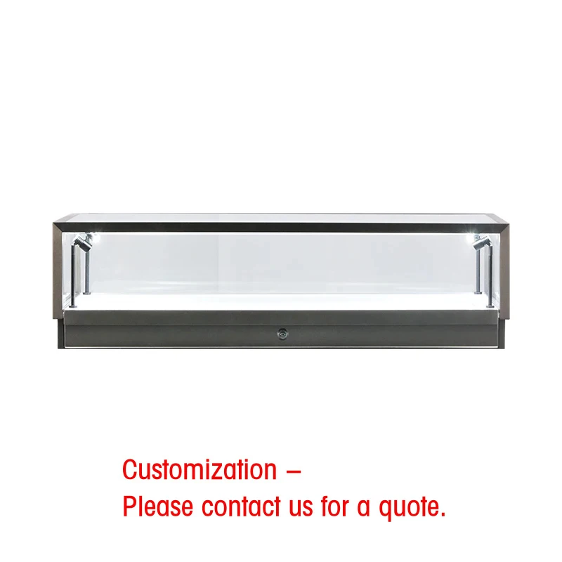 

custom.Counter Top Display Jewelry LED Light Display Glass showcase with Rail