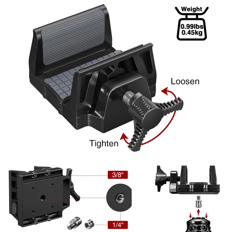 

Universal Tripods Clamp Rest Lightweight Construction Saddle Mount with with 1/4" and 3/8" Screw Hole Stand Head for Outdoor
