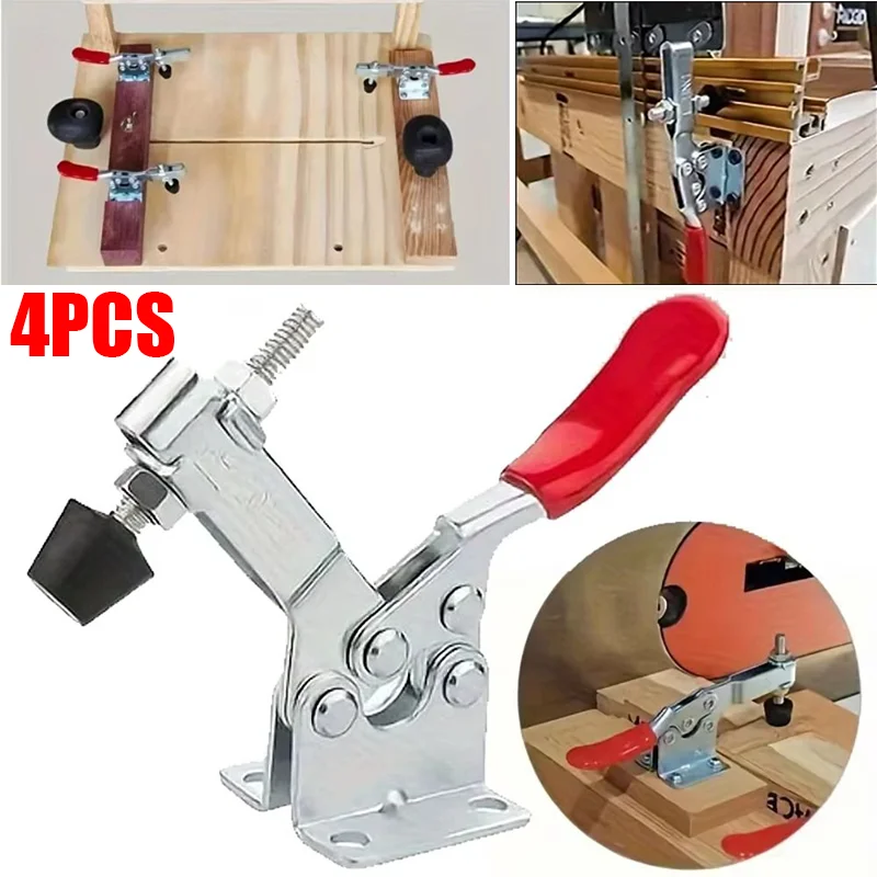 4PC GH-201B Quick Release Toggle Clamp Horizontal Locking Lever Fastener Woodworking Fix Clip Tool Hand Tool Quick Release Clamp