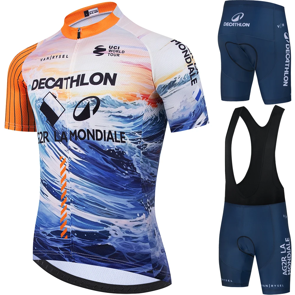 

Men's Bike Clothing Sets to Dress Ag2r Cycling Suit Clothes Cycle Jersey Spring Summer Suits Pants Man Professional Shirt Set