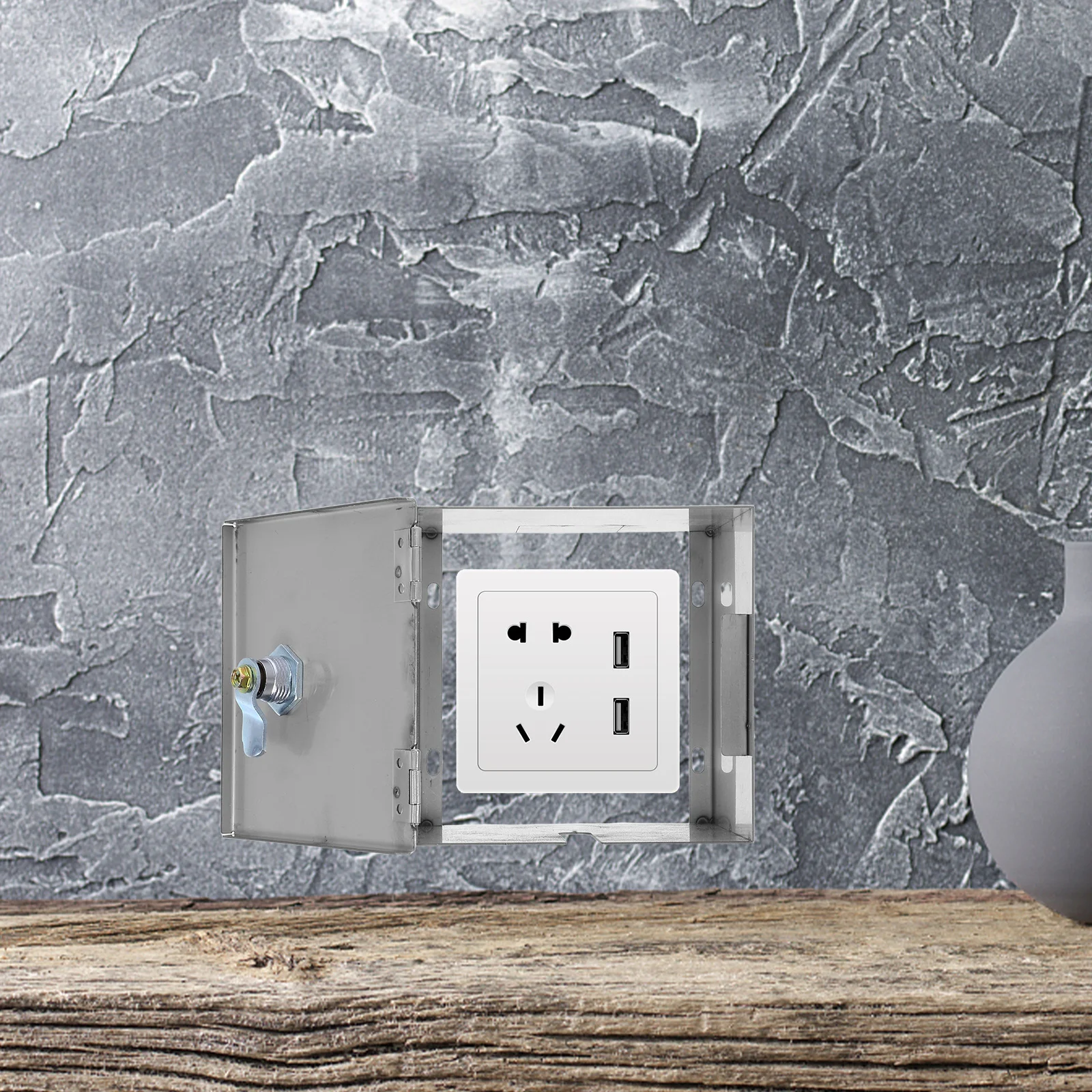 

Lockable Stainless Steel Outlet for 86 Type Switches Anti-Theft Weatherproof Protective Socket Box for Outdoor