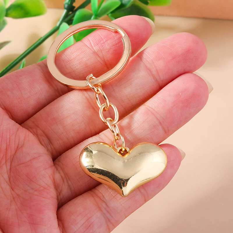 Aihua Gold Silver Color Love Hearts Keychain For Women Girls Sweet CCB Heart Keyring Handbag Pendant Car Key Jewelry Gifts