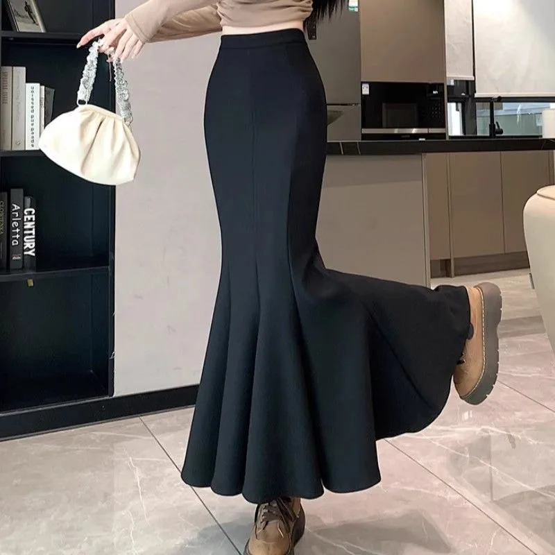 Fishtail Spring Autumn Winter Skirt Fashion Spring Autumn High Waist New Long Skirt Elastic Slim Extended Edition Skirt