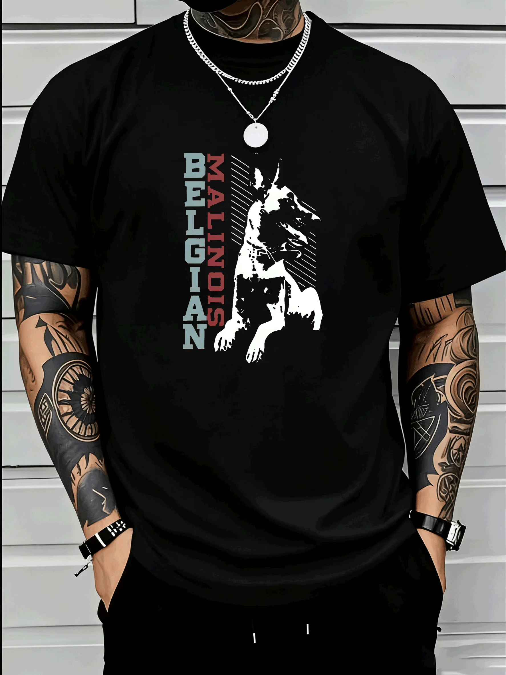 Belgian Malinois T-Shirt for Military and Police Dog Enthusiasts Casual Wear Men's Clothing Graphic Short Sleeve Men's T-shirts