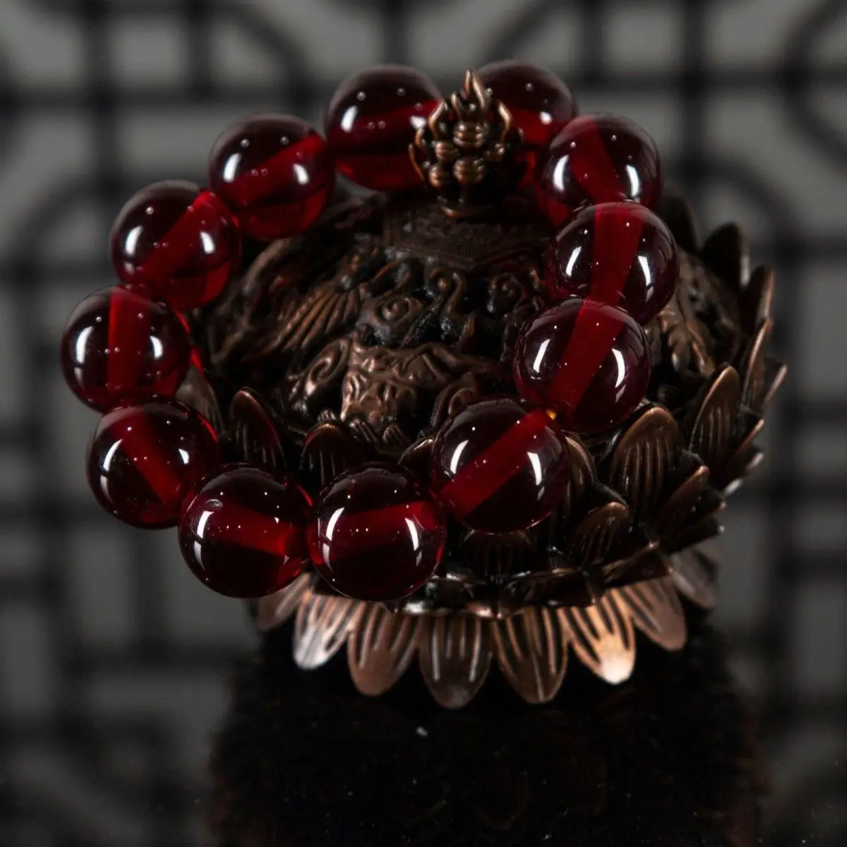 16Mm Large Granular Brazilian Orange Red Garnet Bracelet Single Ring Crystal Men's Bracelet